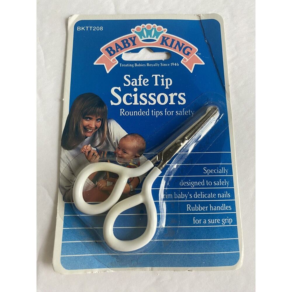 Vintage Baby King Safe Tip Scissors 1991 Trim Baby’s Nails Rubber Handles